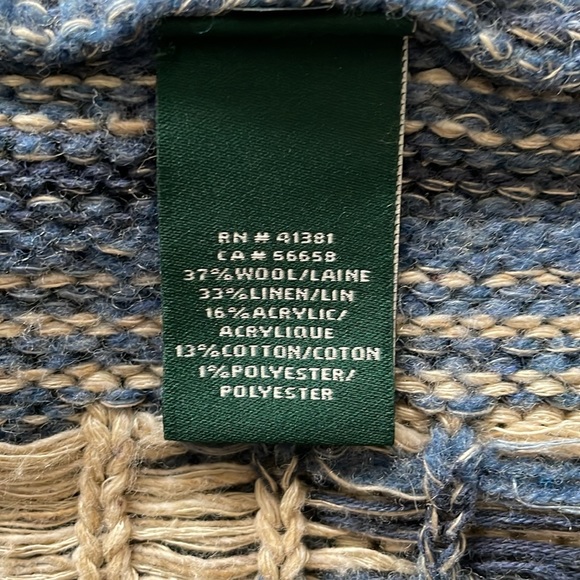 Beautiful blue and beige Lauren sweater cape. - Picture 5 of 5